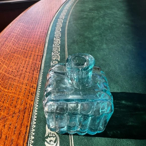 Antique Vintage Victorian British Glass Inkwell - Picture 2 of 7